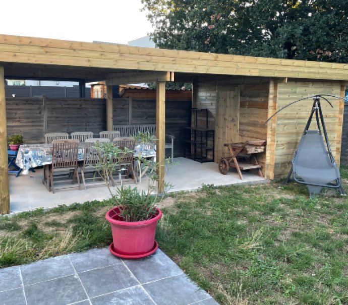 Abri de jardin en bois Toit Terrasse avec auvent
